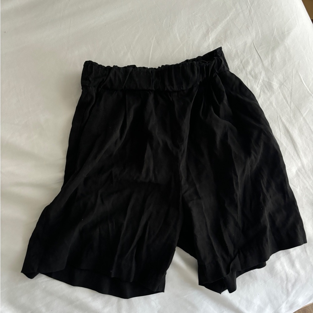 H&M Black High Waist Linen Women's Shorts